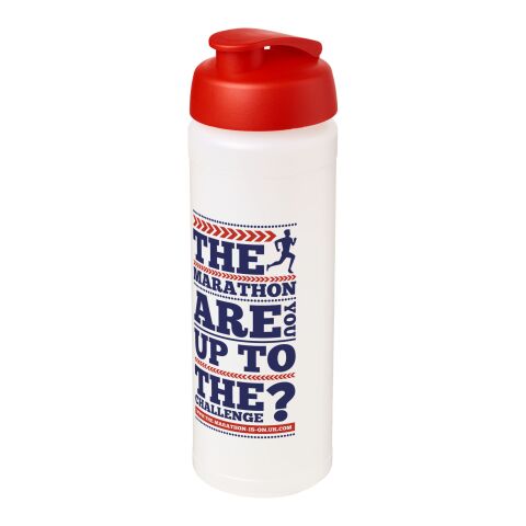 Werbeartikel Baseline® Plus grip 750 ml Sportflasche mit Klappdeckel – weiss-rot – mit Logo bedruckt