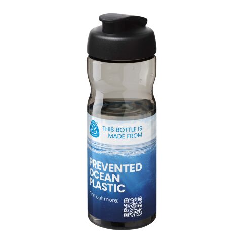 Nachhaltiger Werbeartikel H2O Eco 650 ml Sportflasche mit Klappdeckel – kohle-schwarz – mit Logo bedruckt