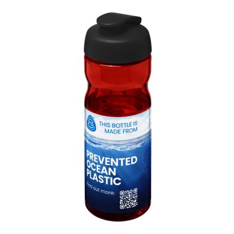 Nachhaltiger Werbeartikel H2O Eco 650 ml Sportflasche mit Klappdeckel – rot-schwarz – mit Logo bedruckt