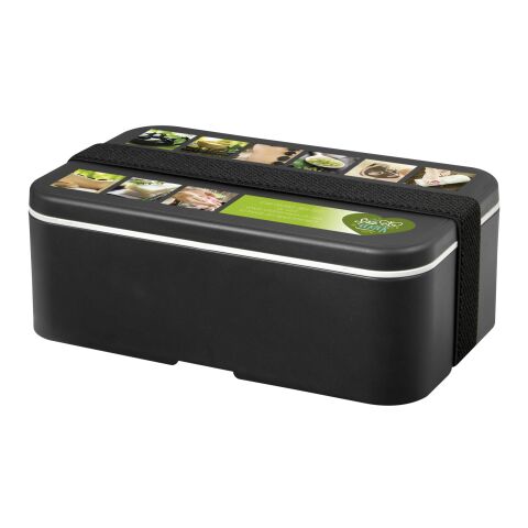 Nachhaltiger Werbeartikel MIYO Renew Lunchbox – granitfarben-schwarz – mit Logo bedruckt
