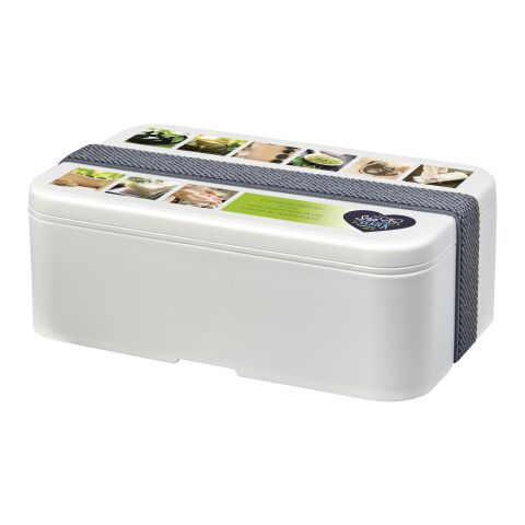 Nachhaltiger Werbeartikel MIYO Renew Lunchbox – elfenbeinweiss-grau – mit Logo bedruckt
