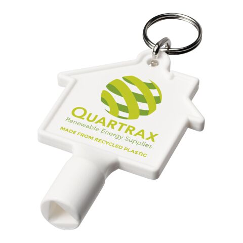Maximilian Universalschlüssel in Hausform als Schlüsselanhänger aus recyceltem Kunststoff weiß | ohne Werbeanbringung | Nicht verfügbar | Nicht verfügbar