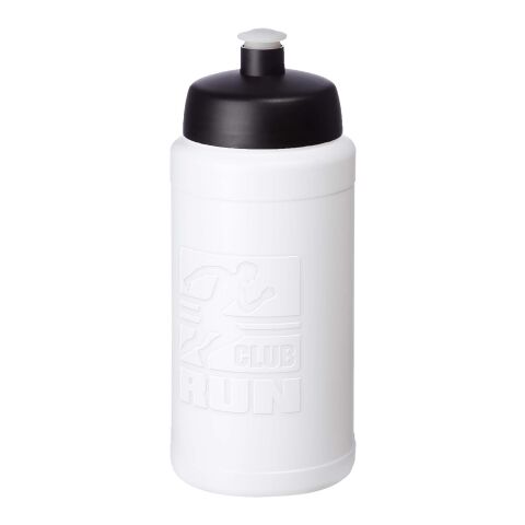 Werbeartikel Sport Trinkflasche 500 ml Baseline Rise Push-Pull Ausgießer einwandig BPA-frei spülmaschinenfest hergestellt in UK – weiss-schwarz – mit