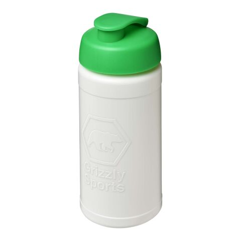 Werbeartikel Baseline Rise 500 ml Sportflasche mit Klappdeckel – weiss-grün – mit Logo bedruckt