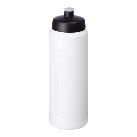 Werbeartikel Baseline Rise 750ml Sportflasche spülmaschinenfest Made in UK mit Prägeeffekt & Push-Pull-Verschluss – weiss-schwarz – mit Logo bedruckt