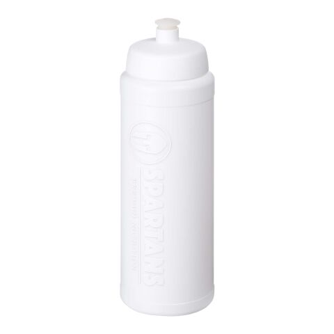 Werbeartikel Baseline Rise 750ml Sportflasche spülmaschinenfest Made in UK mit Prägeeffekt & Push-Pull-Verschluss – weiss-weiss – mit Logo bedruckt