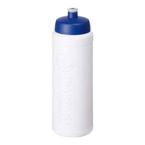 Werbeartikel Baseline Rise 750ml Sportflasche spülmaschinenfest Made in UK mit Prägeeffekt & Push-Pull-Verschluss – weiss-blau – mit Logo bedruckt