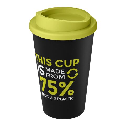 Nachhaltiger Werbeartikel Americano Eco 350 ml recycelter Becher – schwarz-limone – mit Logo bedruckt