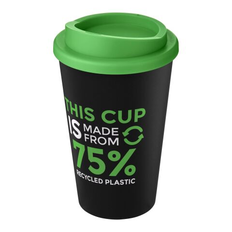 Nachhaltiger Werbeartikel Americano Eco 350 ml recycelter Becher – schwarz-grün – mit Logo bedruckt