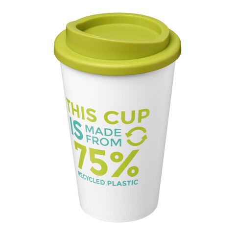 Nachhaltiger Werbeartikel Americano Eco 350 ml recycelter Becher – weiss-limone – mit Logo bedruckt