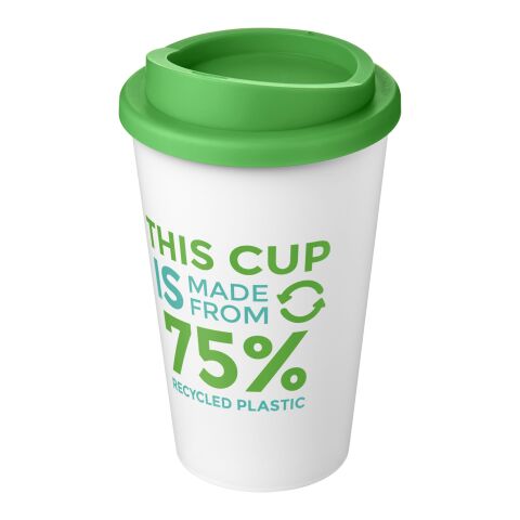 Nachhaltiger Werbeartikel Americano Eco 350 ml recycelter Becher – weiss-grün – mit Logo bedruckt