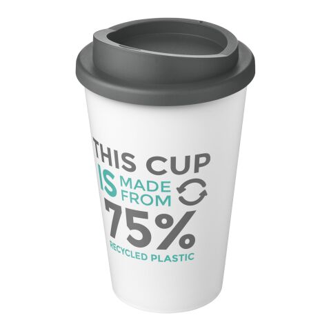 Nachhaltiger Werbeartikel Americano Eco 350 ml recycelter Becher – weiss-grau – mit Logo bedruckt