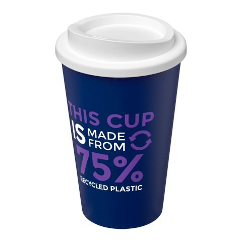 Nachhaltiger Werbeartikel Americano Eco 350 ml recycelter Becher – blau-weiss – mit Logo bedruckt