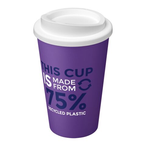 Nachhaltiger Werbeartikel Americano Eco 350 ml recycelter Becher – lila-weiss – mit Logo bedruckt