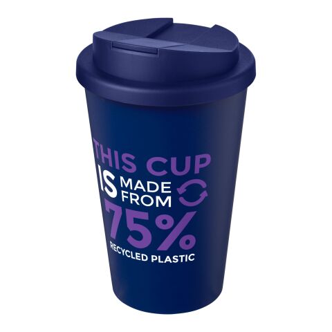 Nachhaltiger Werbeartikel Americano® Eco 350 ml recycelter Becher mit auslaufsicherem Deckel – blau – mit Logo bedruckt