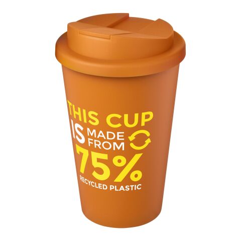 Nachhaltiger Werbeartikel Americano® Eco 350 ml recycelter Becher mit auslaufsicherem Deckel – orange – mit Logo bedruckt