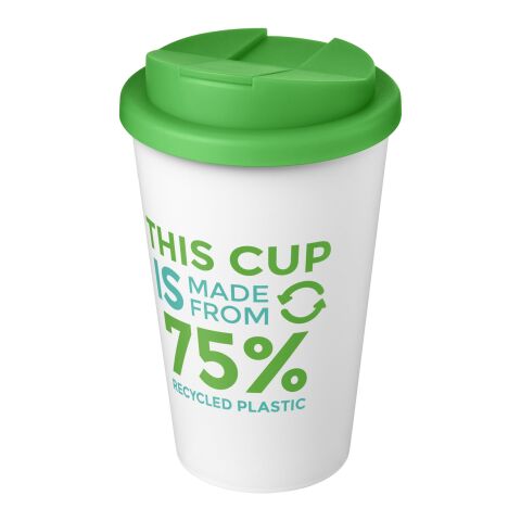 Nachhaltiger Werbeartikel Americano® Eco 350 ml recycelter Becher mit auslaufsicherem Deckel – grün-weiss – mit Logo bedruckt