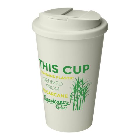 Nachhaltiger Werbeartikel Americano® Renew 350 ml Isolierbecher mit auslaufsicherem Deckel – offwhite – mit Logo bedruckt