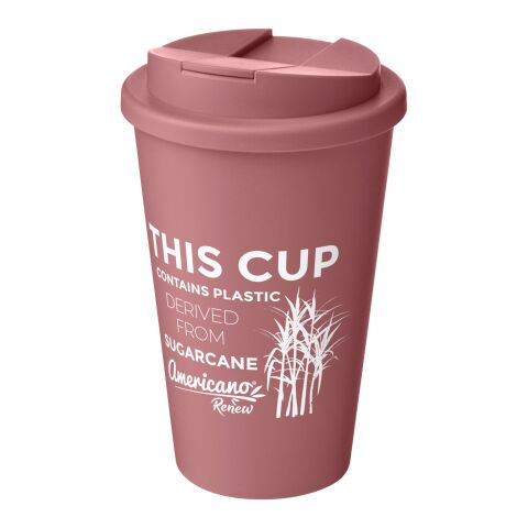 Nachhaltiger Werbeartikel Americano® Renew 350 ml Isolierbecher mit auslaufsicherem Deckel – rosa – mit Logo bedruckt