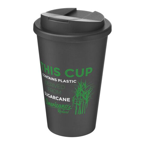 Nachhaltiger Werbeartikel Americano® Renew 350 ml Isolierbecher mit auslaufsicherem Deckel – granitfarben – mit Logo bedruckt