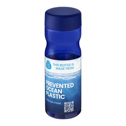 Werbeartikel H2O Eco Base 650 ml Sportflasche 100% recycelter PET-Abfall ergonomisch & auslaufsicher Made in UK – blau – mit Logo bedruckt