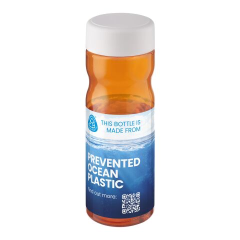Werbeartikel H2O Eco Base 650 ml Sportflasche 100% recycelter PET-Abfall ergonomisch & auslaufsicher Made in UK – orange-weiss – mit Logo bedruckt