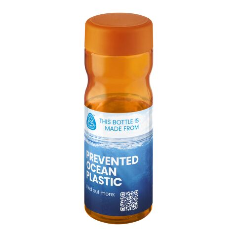 Werbeartikel H2O Eco Base 650 ml Sportflasche 100% recycelter PET-Abfall ergonomisch & auslaufsicher Made in UK – orange-orange – mit Logo bedruckt