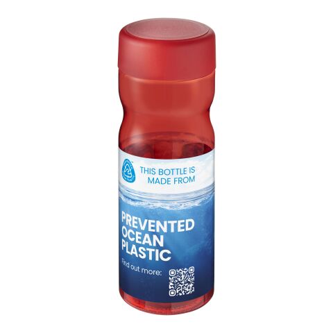 Werbeartikel H2O Eco Base 650 ml Sportflasche 100% recycelter PET-Abfall ergonomisch & auslaufsicher Made in UK – rot-rot – mit Logo bedruckt