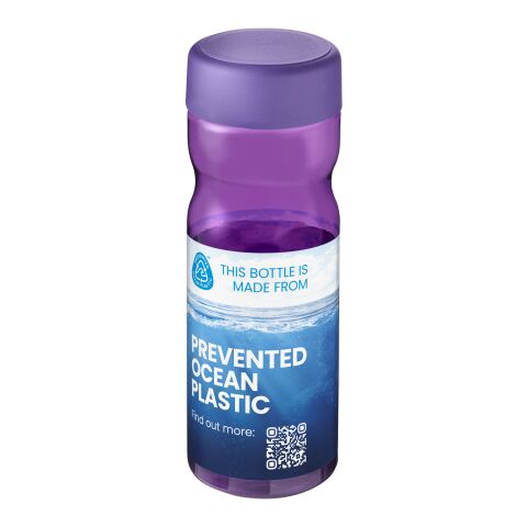 Werbeartikel H2O Eco Base 650 ml Sportflasche 100% recycelter PET-Abfall ergonomisch & auslaufsicher Made in UK – lila-lila – mit Logo bedruckt