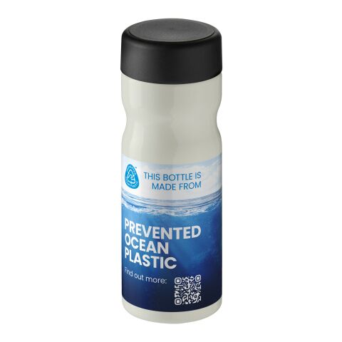 Werbeartikel H2O Eco Base 650 ml Sportflasche 100% recycelter PET-Abfall ergonomisch & auslaufsicher Made in UK – elfenbeinweiss-schwarz – mit Logo