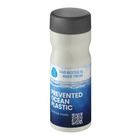 Werbeartikel H2O Eco Base 650 ml Sportflasche 100% recycelter PET-Abfall ergonomisch & auslaufsicher Made in UK – elfenbeinweiss-grau – mit Logo