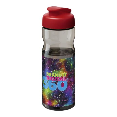 Werbeartikel H2O Active® Base Tritan™ 650 ml Sportflasche mit Klappdeckel – kohle-rot – mit Logo bedruckt