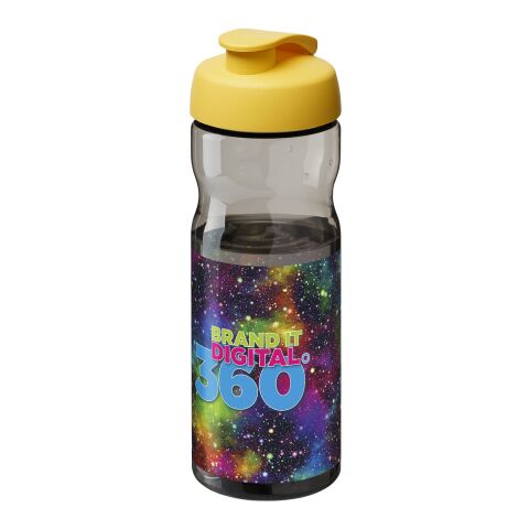 Werbeartikel H2O Active® Base Tritan™ 650 ml Sportflasche mit Klappdeckel – kohle-gelb – mit Logo bedruckt