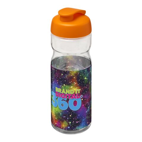 Werbeartikel H2O Active® Base Tritan™ 650 ml Sportflasche mit Klappdeckel – weiss-orange – mit Logo bedruckt
