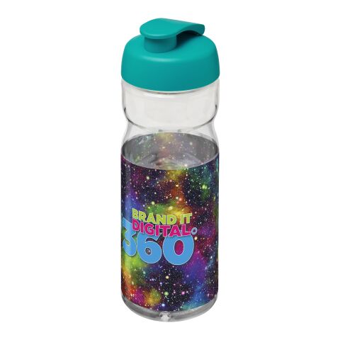 Werbeartikel H2O Active® Base Tritan™ 650 ml Sportflasche mit Klappdeckel – transparent klar-aquablau – mit Logo bedruckt
