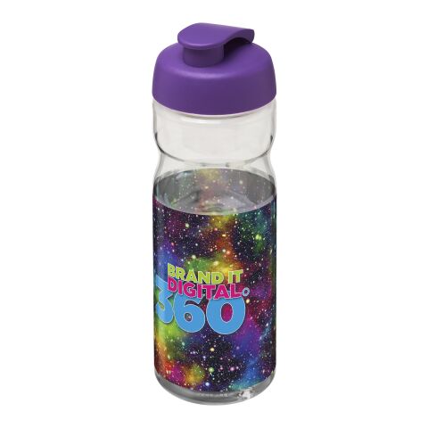 Werbeartikel H2O Active® Base Tritan™ 650 ml Sportflasche mit Klappdeckel – transparent klar-lila – mit Logo bedruckt
