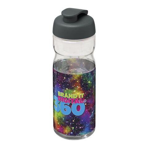 Werbeartikel H2O Active® Base Tritan™ 650 ml Sportflasche mit Klappdeckel – transparent klar-grau – mit Logo bedruckt