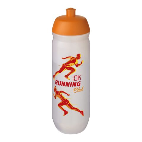 Werbeartikel HydroFlex™ Clear 750 ml Sportflasche – orange-klar mattiert – mit Logo bedruckt