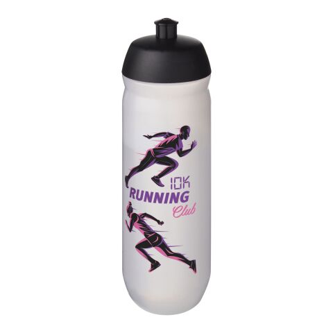 Werbeartikel HydroFlex™ Clear 750 ml Sportflasche – schwarz-klar mattiert – mit Logo bedruckt