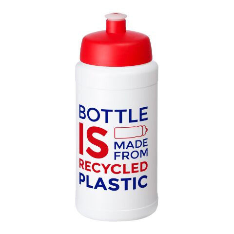Baseline Recycelte Sportflasche, 500 ml weiß-rot | ohne Werbeanbringung | Nicht verfügbar | Nicht verfügbar