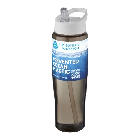 Nachhaltiger Werbeartikel H2O Active® Eco Tempo 700 ml Sportflasche mit Ausgussdeckel – weiss-kohle – mit Logo bedruckt