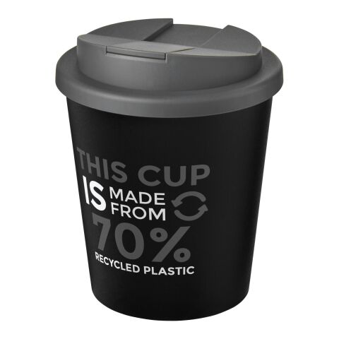 Nachhaltiger Werbeartikel Americano® Espresso Eco 250 ml recycelter Isolierbecher mit auslaufsicherem Deckel – schwarz-grau – mit Logo bedruckt