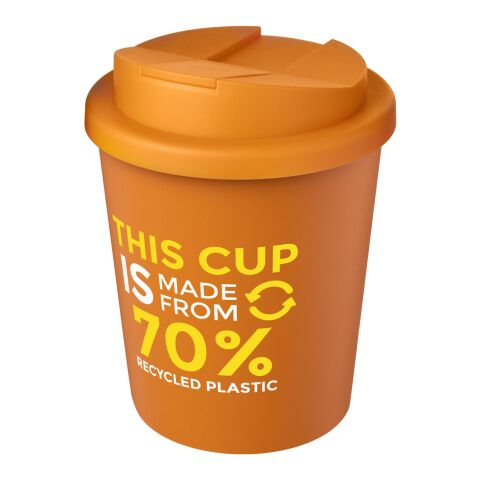 Nachhaltiger Werbeartikel Americano® Espresso Eco 250 ml recycelter Isolierbecher mit auslaufsicherem Deckel – orange – mit Logo bedruckt