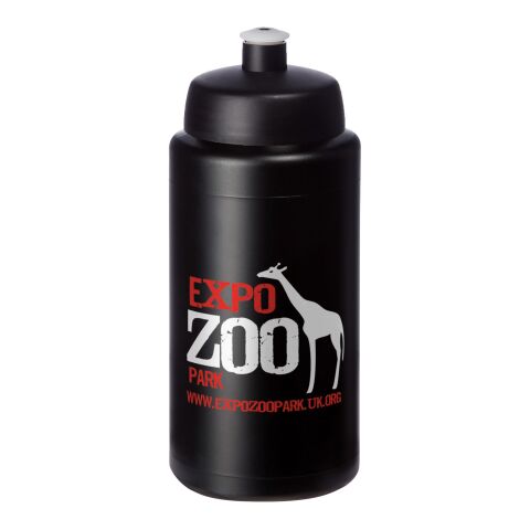 Werbeartikel Baseline Plus Grip Sport Trinkflasche 500 ml HDPE Push-Pull Sportdeckel einwandig hergestellt in UK BPA-frei – schwarz – mit Logo