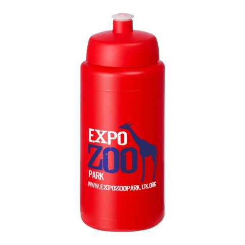 Werbeartikel Baseline Plus Grip Sport Trinkflasche 500 ml HDPE Push-Pull Sportdeckel einwandig hergestellt in UK BPA-frei – rot – mit Logo bedruckt