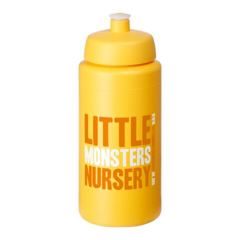 Werbeartikel Baseline Plus Grip Sport Trinkflasche 500 ml HDPE Push-Pull Sportdeckel einwandig hergestellt in UK BPA-frei – gelb – mit Logo bedruckt