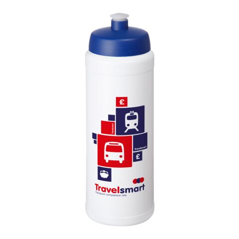 Werbeartikel Baseline® Plus grip Sportflasche 750ml auslaufsicher einwandig Fingergriff-Design Push-Pull-Tülle – transparent-blau – mit Logo bedruckt