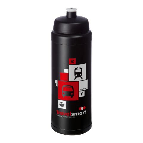 Werbeartikel Baseline® Plus grip Sportflasche 750ml auslaufsicher einwandig Fingergriff-Design Push-Pull-Tülle – schwarz – mit Logo bedruckt