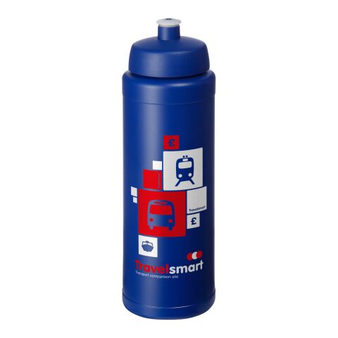 Werbeartikel Baseline® Plus grip Sportflasche 750ml auslaufsicher einwandig Fingergriff-Design Push-Pull-Tülle – blau – mit Logo bedruckt