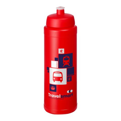 Werbeartikel Baseline® Plus grip Sportflasche 750ml auslaufsicher einwandig Fingergriff-Design Push-Pull-Tülle – rot – mit Logo bedruckt